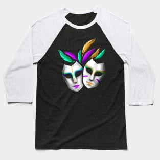 Pair Of White Masks With Feathers For Mardi Gras Baseball T-Shirt